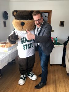 Andy Bartlett and Bucky the Beaver at the first annual Day of giving lunch.