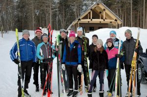 BSU alumni skiing.