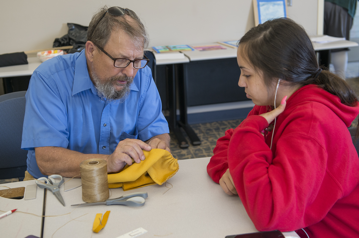 Camp attendees creating artwork.