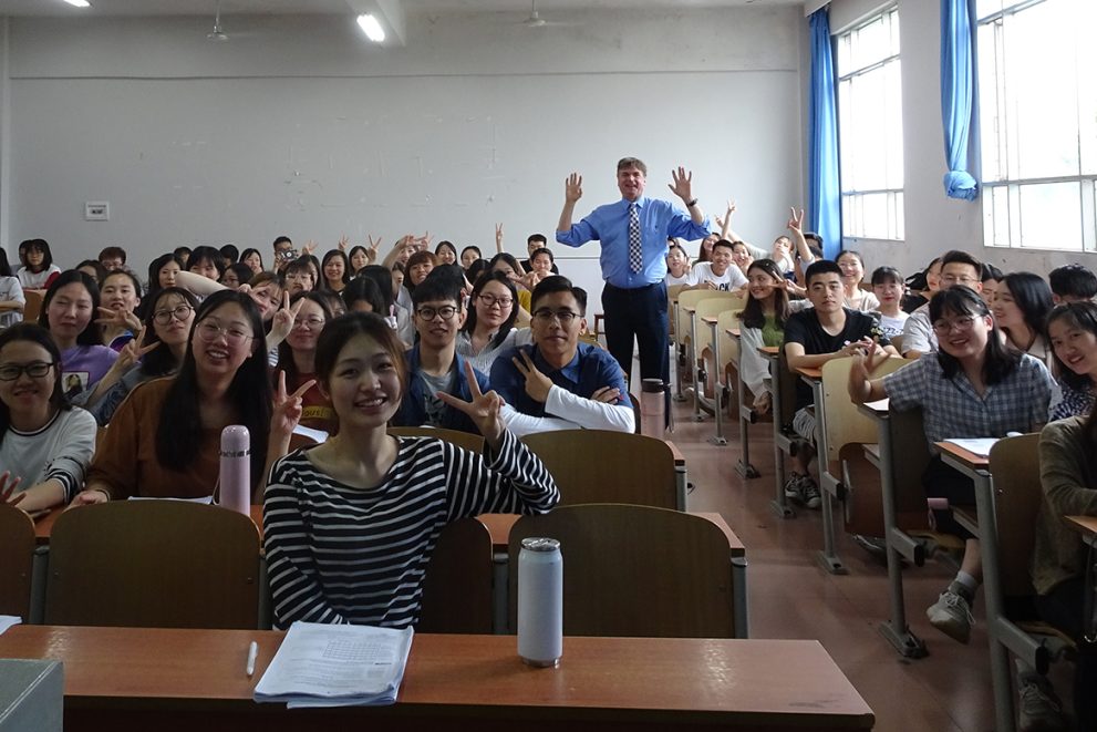 Dr. David Massaglia with his students.