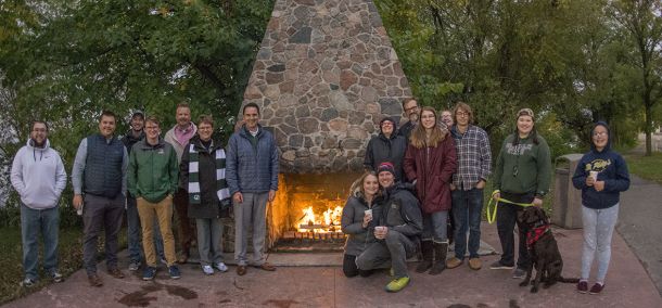 Friends and family of Bemidji State University gather around the first annual Homecoming Hearth.