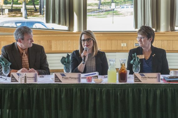 Lt. Governor Peggy Flanagan speaks with students.