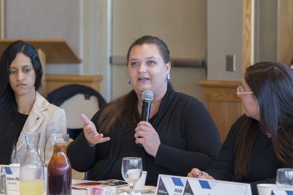 Linnea Helgeson, NTC student, shares her thoughts with Flanagan.