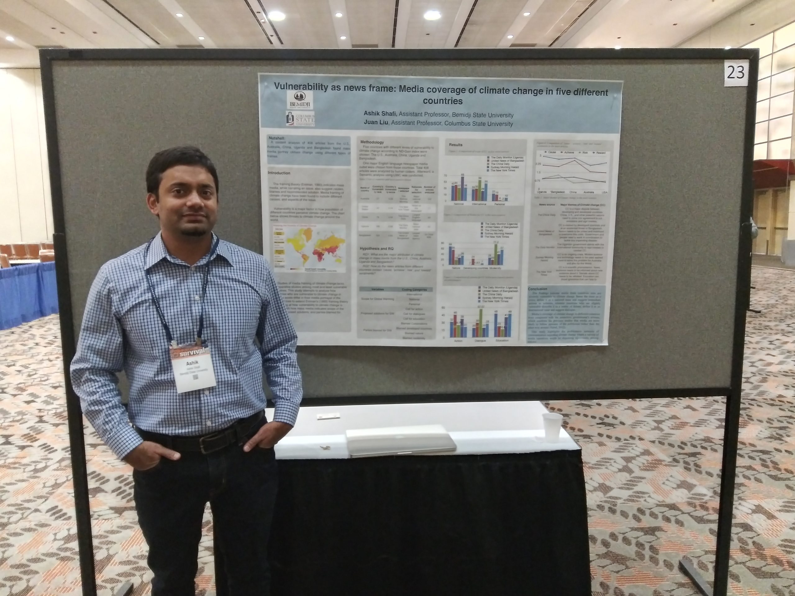 Dr. Ashik Shafi standing with his presentation poster.