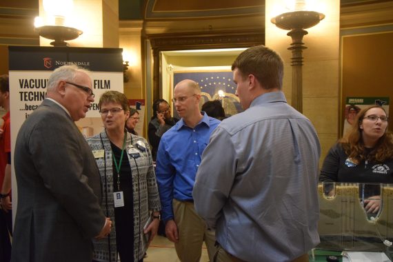 Stage Fright & Oil Spills, BSU Professors Share Research at MinnState Day at the Capitol Minnesota Governor Tim Walz, BSU President Faith Hensrud, BSU professor Dr. Carl Isaacson and BSU student at the Minnesota State Day at the Capitol.