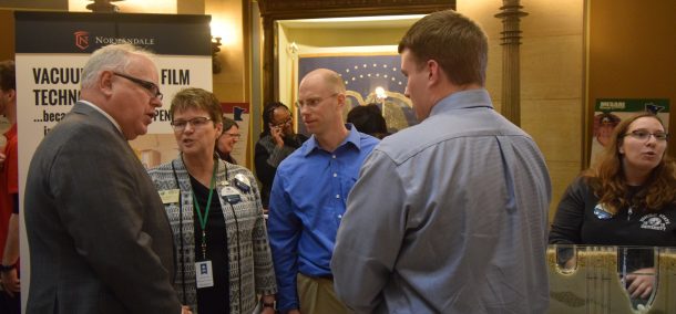 Minnesota Governor Tim Walz, BSU President Faith Hensrud, BSU professor Dr. Carl Isaacson and BSU student at the Minnesota State Day at the Capitol.