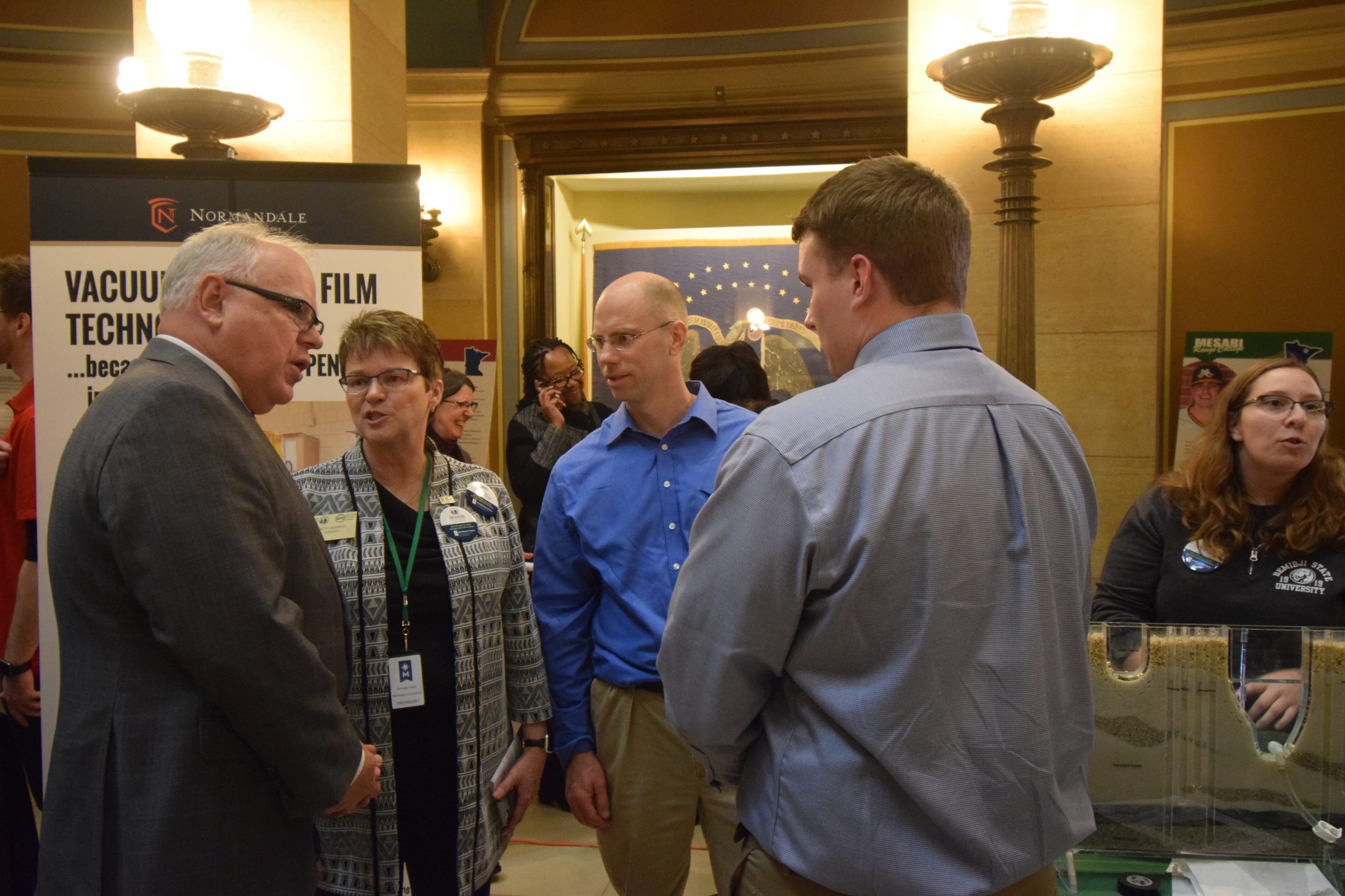 Minnesota Governor Tim Walz, BSU President Faith Hensrud, BSU professor Dr. Carl Isaacson and BSU student at the Minnesota State Day at the Capitol.