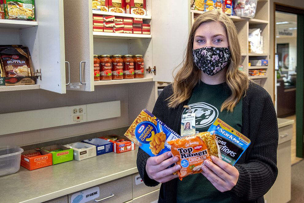 Victoria Nelson, Hobson Union student worker, in Bucky's Pantry.