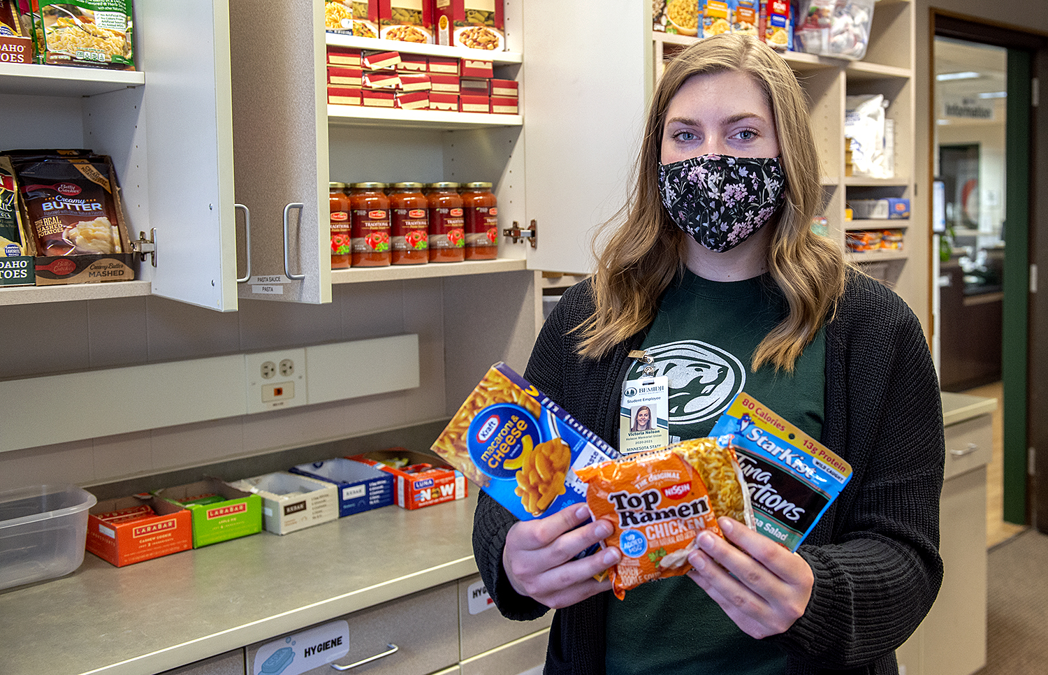 Victoria Nelson, Hobson Union student worker, in Bucky's Pantry.