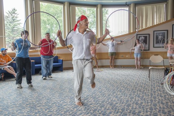 A ring-dancing demonstration in the American Indian Resource Center.