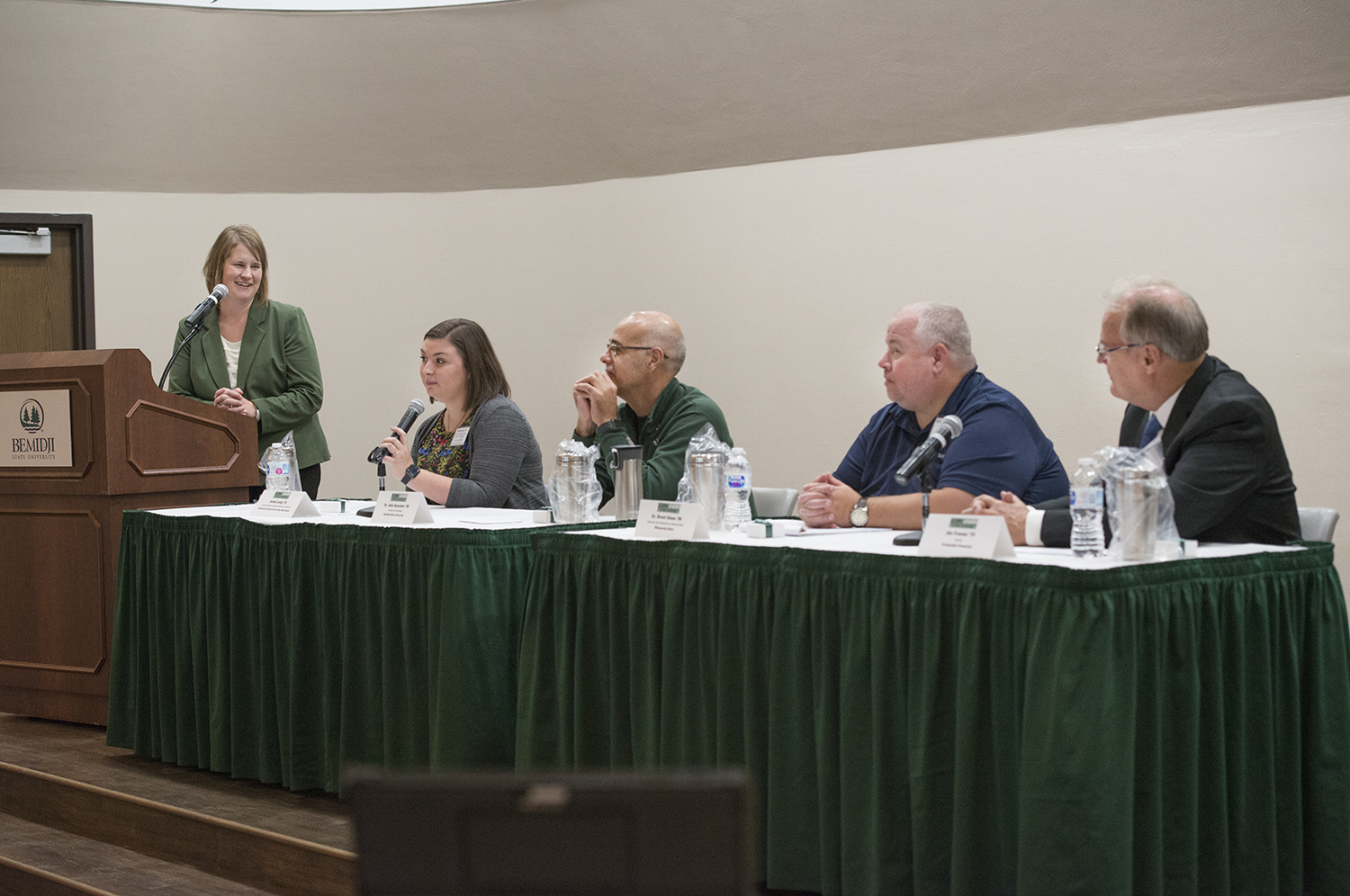 Alumni Leaders in the Classroom, one of the signature events at Bemidji State University’s Homecoming weekend, brought more than 20 BSU alumni back into the classroom at their alma mater for panel discussions.
