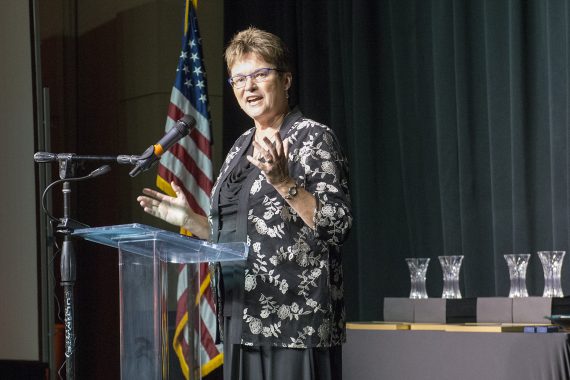 President Hensrud greets a full house at BSU’s annual Honors Gala in October.