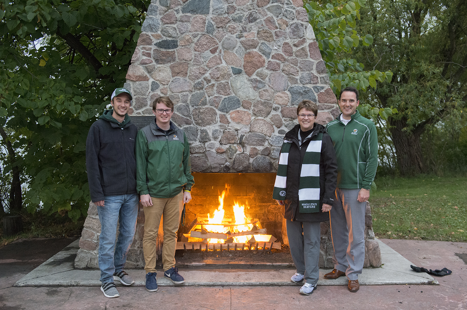 BSU began a new Homecoming tradition in 2019 by lighting the lakeside fireplace on Thursday evening and keeping it lit through the conclusion of the Carl O. Thompson Memorial Concert, BSU’s traditional final event of Homecoming week, on Sunday afternoon.