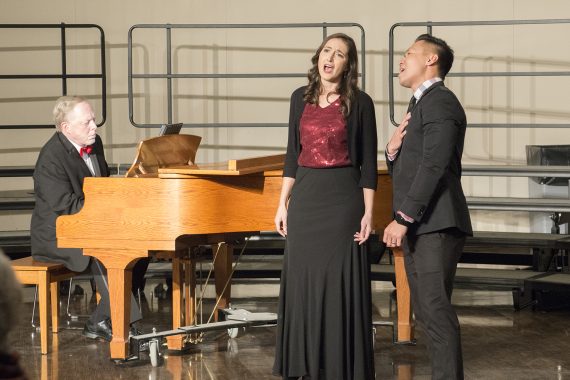 Dr. Phong Nguyen and Dr. Jennifer Olson, assistant professors of music, perform at BSU&rsquo;s first annual Holiday Gala