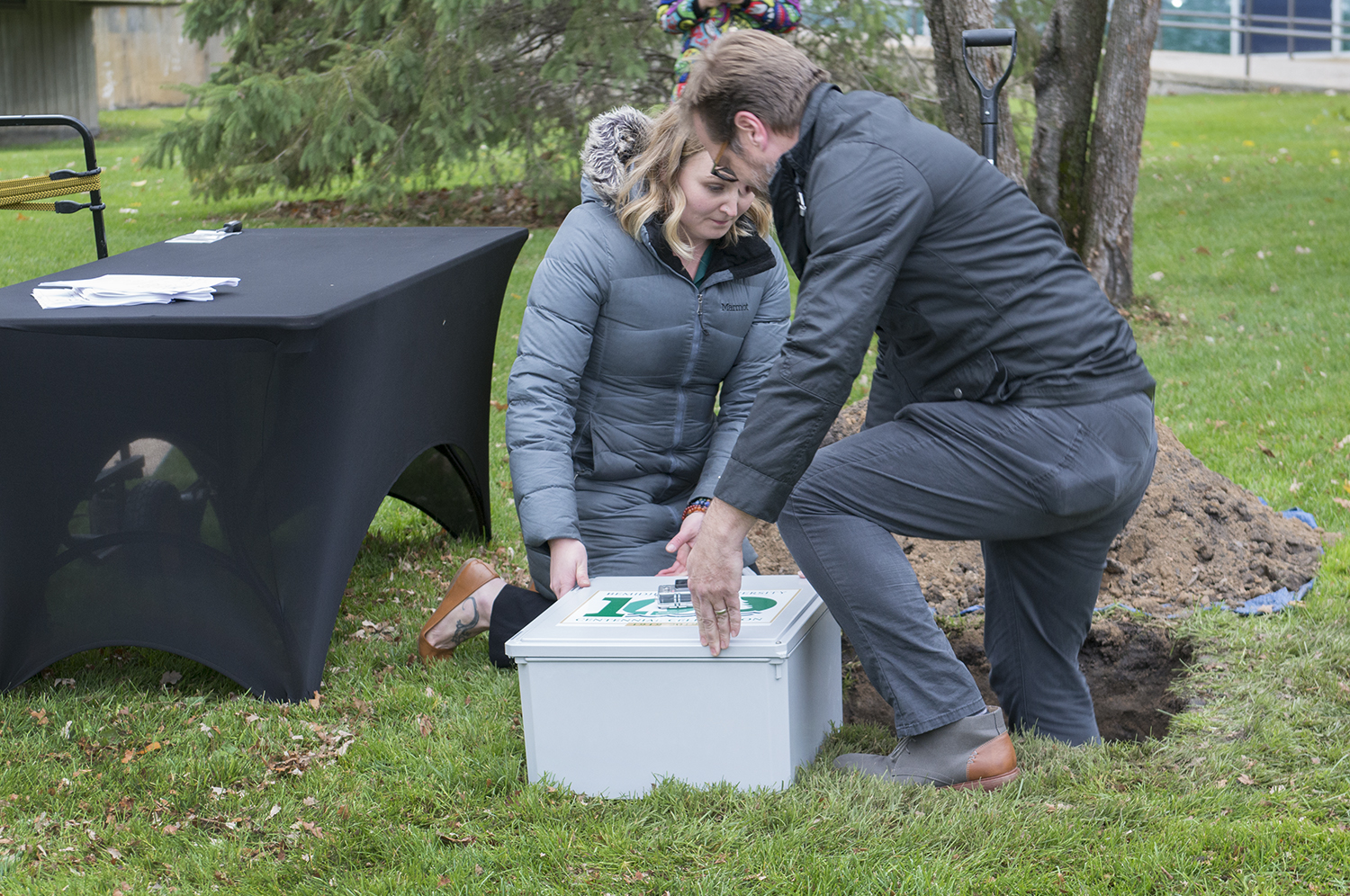 One of BSU’s last formal events during its Bemidji State Century celebration came in September 2019, when it planted a time capsule intended to be opened by future caretakers of Bemidji State University.