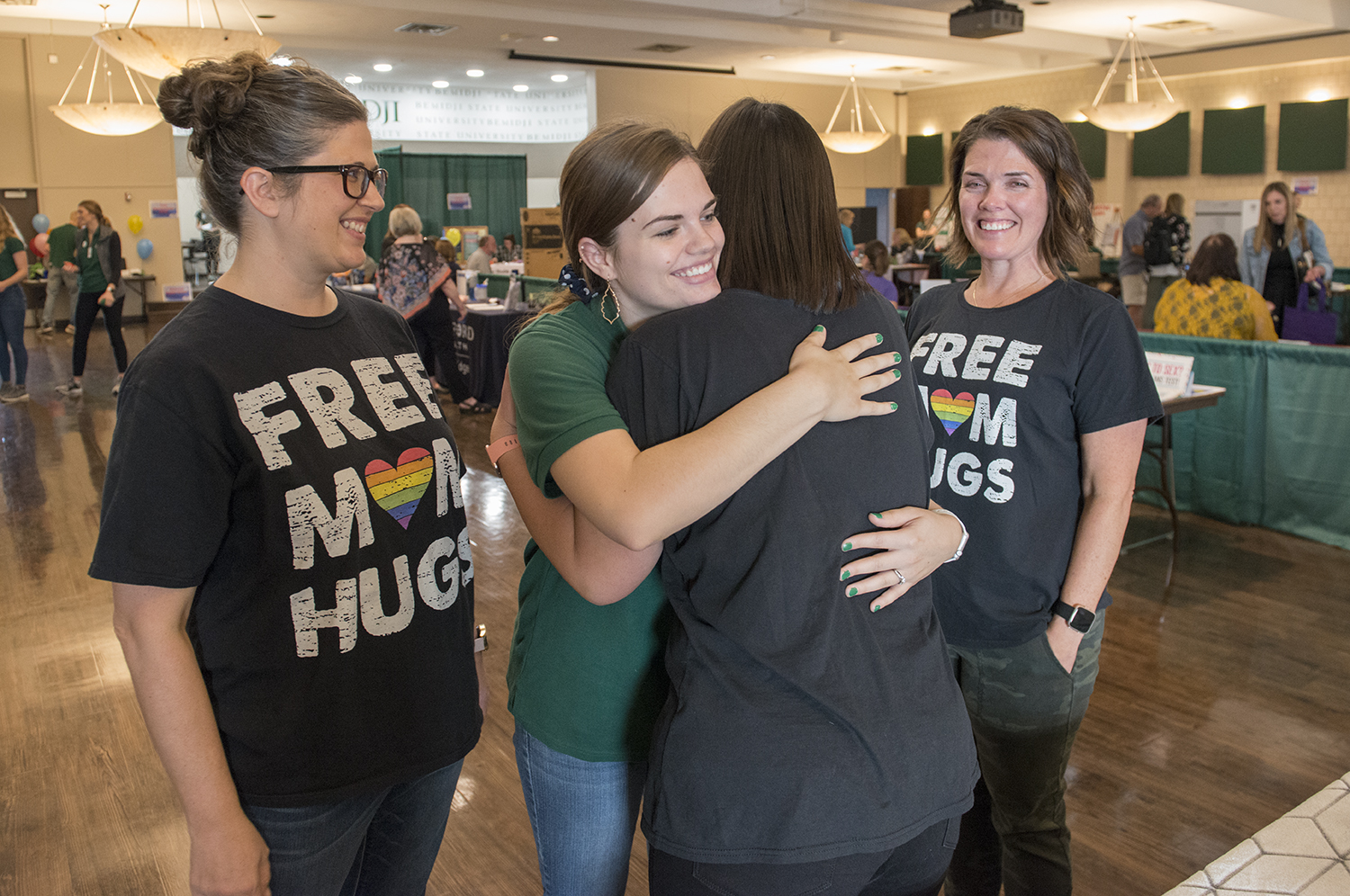 Free mom hugs during BSU’s annual All-Campus Health Fair.