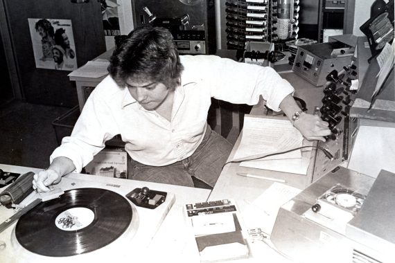 Spinning discs at KBSB, 1973.