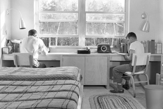 Studying in Birch Hall, 1951.
