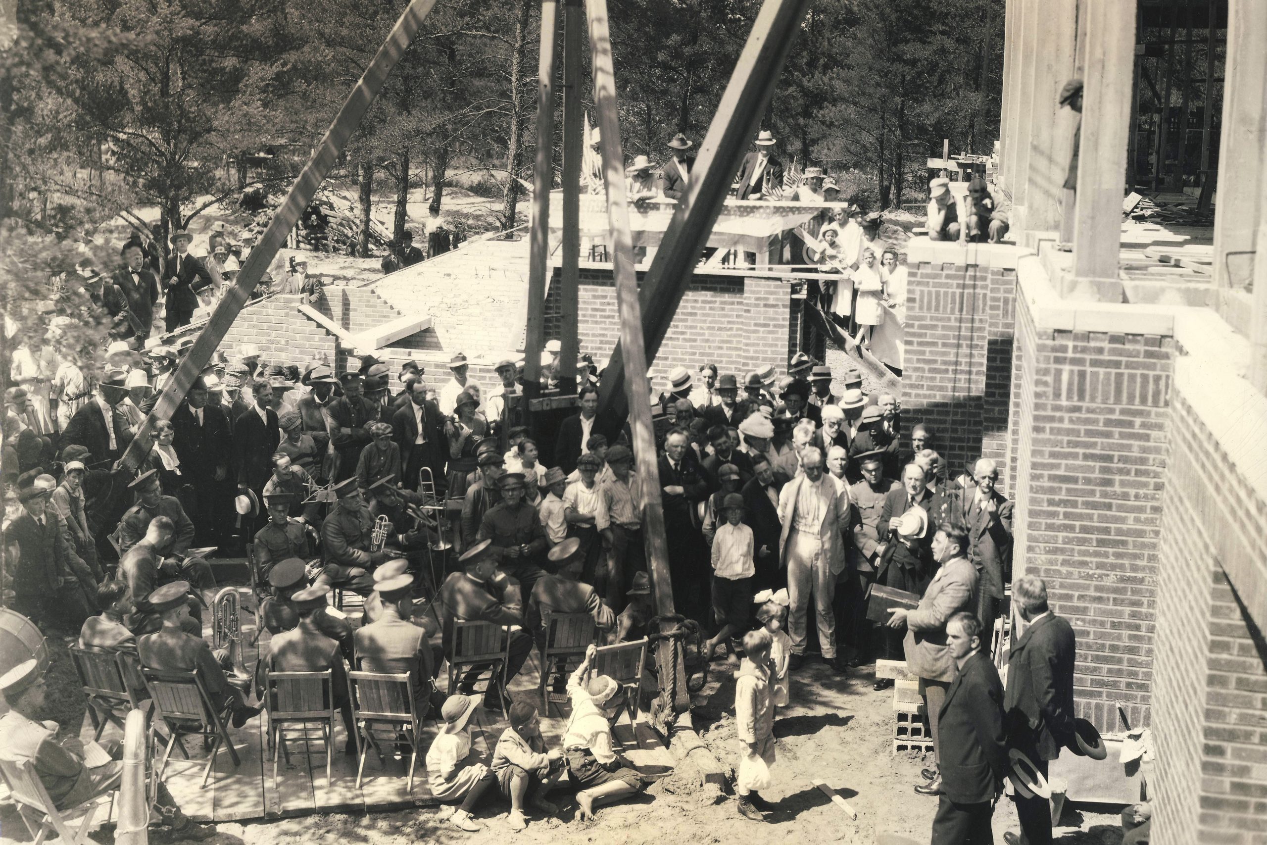 The cornerstone is laid for “The Main,” Bemidji Normal School’s first building.
