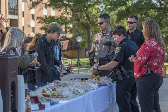 Students enjoy donuts with the Beltrami County Sheriff&rsquo;s Office during the seventh annual &ldquo;Breakfast with the Cops&rdquo; event.