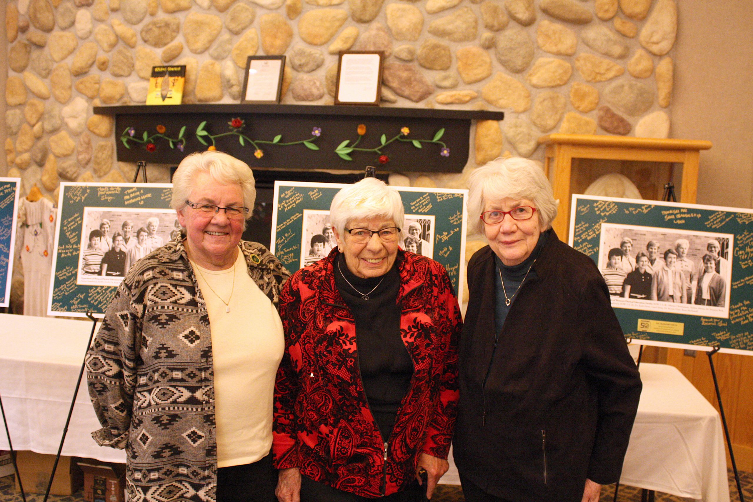 Dr. Pat Rosenbrock, Ruth Howe and Betsy McDowell were honored as pioneers of BSU women’s athletics — Howe and McDowell as founders and Rosenbrock as the program’s historian — at the October 2018 social to launch the year-long celebration of the 50th anniversary of women’s athletics.