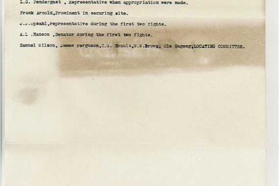 Treasury Department Memo Treasury Department Custodian Service document of names and roles of those instrumental in securing Bemidji Normal School site.