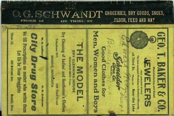 Ley’s Bemidji City Directory Including Nymore Vol IV, 1916-1917, Minnesota. Property of: Edward Netzer Drugs, Bemidji, Minn.