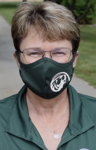 President Hensrud wearing a face mask to prevent the spread of COVID19