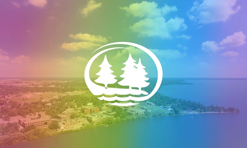 The BSU logo over a rainbow