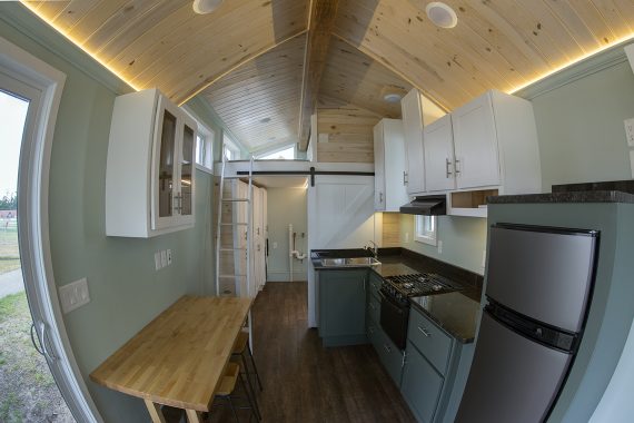 Bemidji State University tiny house kitchen and loft