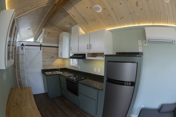 Bemidji State University tiny house kitchen and loft