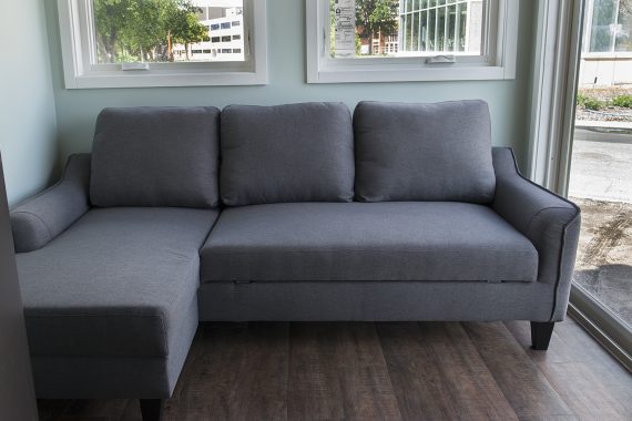 Bemidji State University tiny house Full-size sleeper sofa