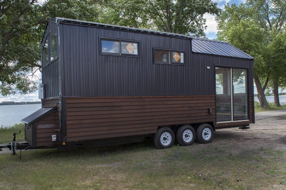 Bemidji State University tiny house next to Lake Bemidji