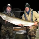 Kamden Glade and Andrew Hafs fishing for muskies