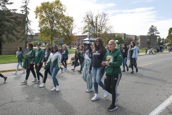 BSU students join in the homecoming parade.