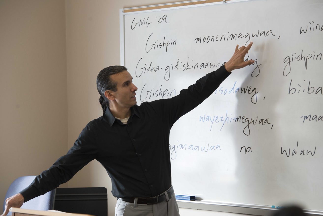Advanced Ojibwe with Dr. Anton Treuer. professor of Ojibwe in BSU’s Department of Languages and Indigenous Studies