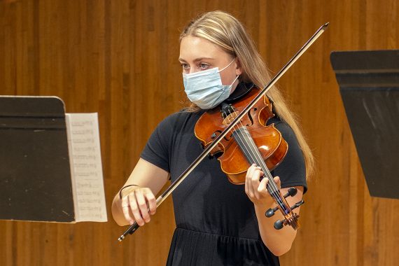 Student performing in Bemidji Chamber Orchestra.