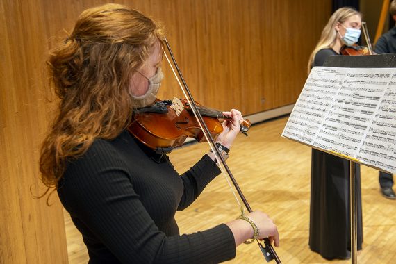 Student performing in Bemidji Chamber Orchestra.