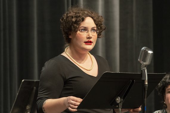 Emily Bergeron, a junior music major, as Miss Todd in ”The Old Maid and the Thief” at Bemidji State University