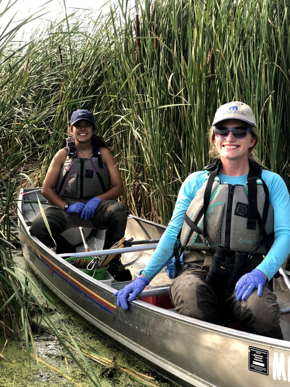 Breanna Keith, graduate student of environmental studies at Bemidji State, and Demey Everett, undergraduate student at Augsburg College