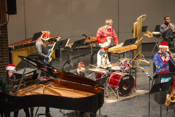 Bemidji music students performing on stage during the annual Jingle Pops concert