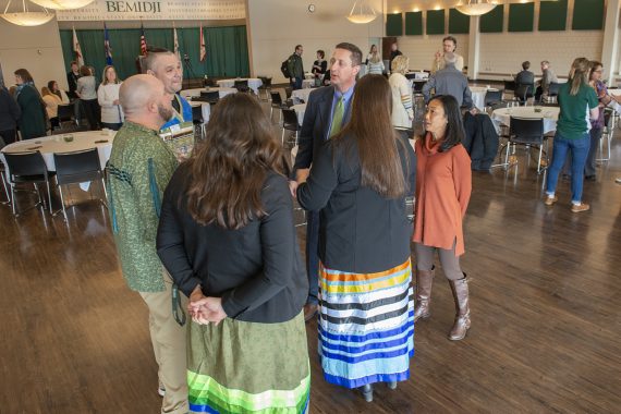 President Designate Hoffman talking to the Bemidji State campus community