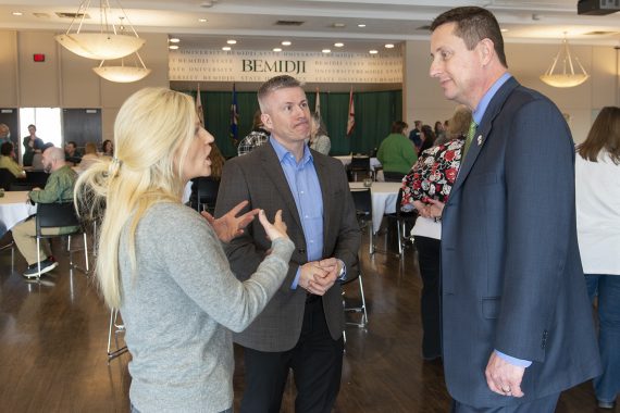 President Designate Hoffman talking to the Bemidji State campus community