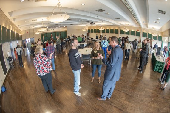 President Designate Hoffman talking to the Bemidji State campus community