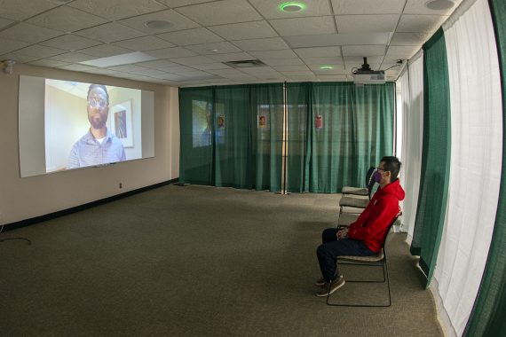 Solar Hong, tunnel of oppression presentation at Bemidji State