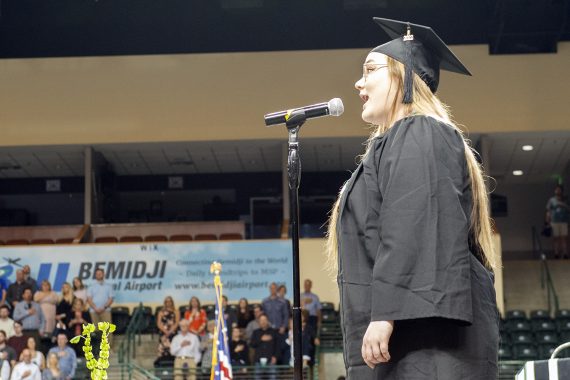 Emily Bergeron performing the National Anthem