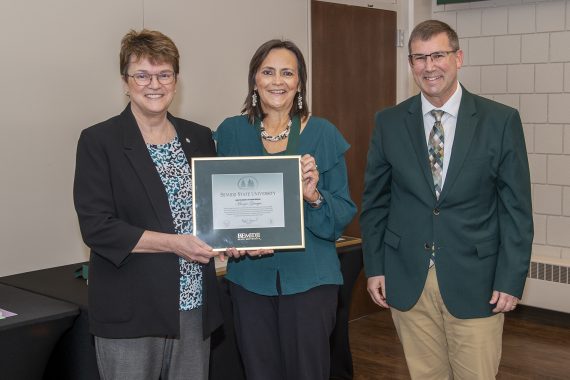 Margie Giauque, director of career services, presented with emeritus gifts.