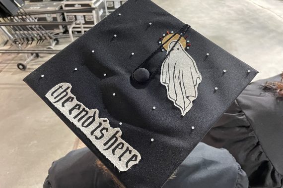 Bemidji State Class of 2022 graduation cap that says "the end is here"
