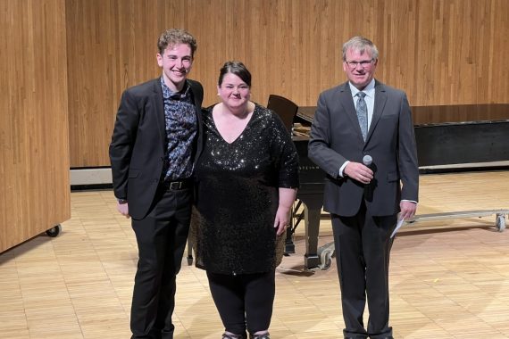 Blake Staines and Traci Schanke in the Bemidji State recital hall