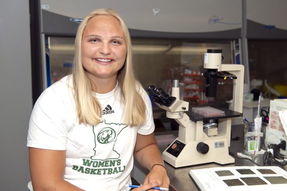 Rumer Flatness in her research lab.